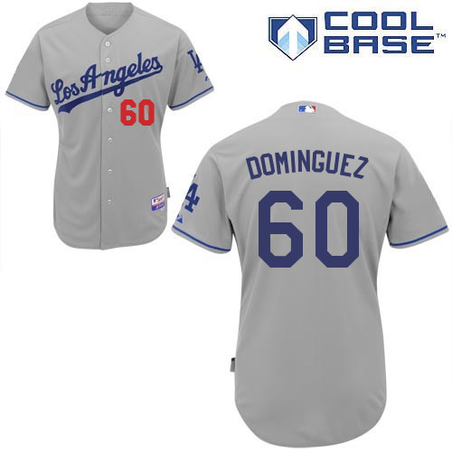 Jose Dominguez #60 MLB Jersey-L A Dodgers Men's Authentic Road Gray Cool Base Baseball Jersey